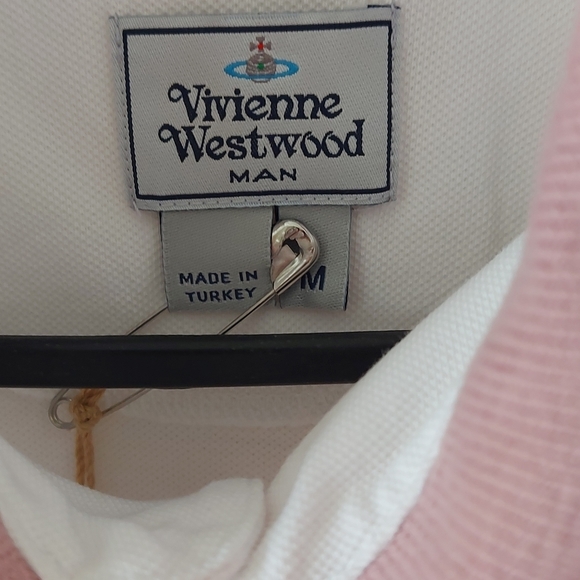 Vivienne Westwood White Size M Krall Polo Shirt Tipped Collar Embroidered Orb. - Picture 7 of 10